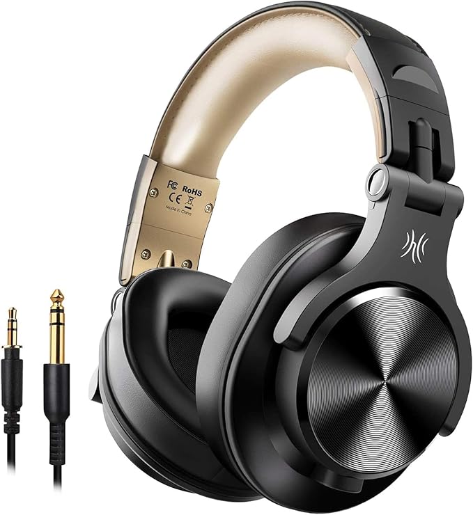 OneOdio Bluetooth Over-ear Headphones, Closed Studio Headphones with Share Port, Wired and Wireless Professional DJ Headphones for Electric Drum, Piano, Guitar, AMP Recording and Monitoring