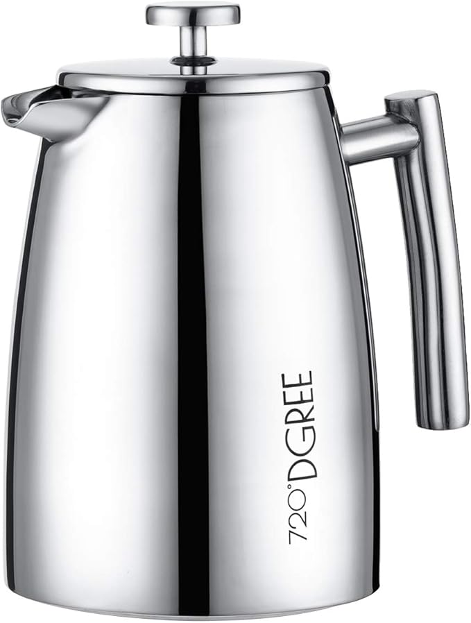 720°DGREE Stainless Steel French Press "Sunrise" - 1 Litre - BPA-Free - Coffee Maker, Press Stamp Jug, Press Filter Jug with Permanent Filter - Elegant Coffee Pot for 4-8 Cups Perfect Coffee Enjoyment