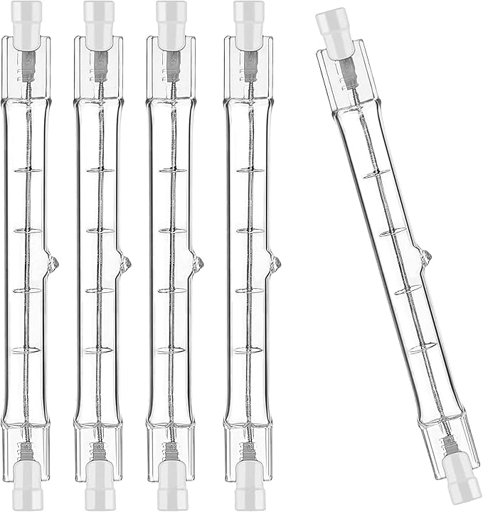 Jaenmsa R7S Halogen Light Bulb 118 mm 300 W 230 V, Pack of 5 Halogen Rod R7S 118 mm, Halogen Bulb R7s Dimmable Halogen Lamp for Construction Spotlights, Work Landscape Lighting, Living Room Lights