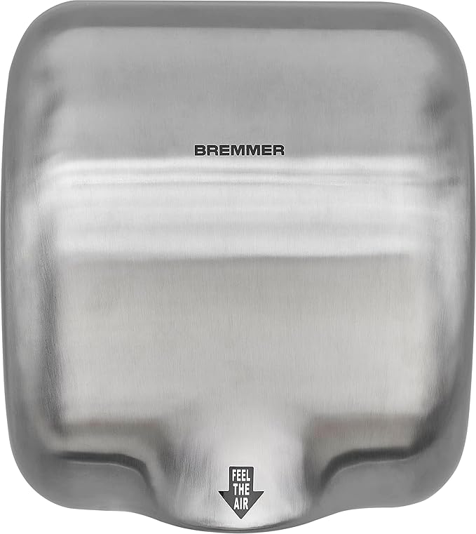 Bremmer Generic Turbo Hand Dryer with High Speed, Low Energy, Environmentally Friendly, Electric Dryer, Electric Hand Dryer for Toilets Commercial Brushed Steel