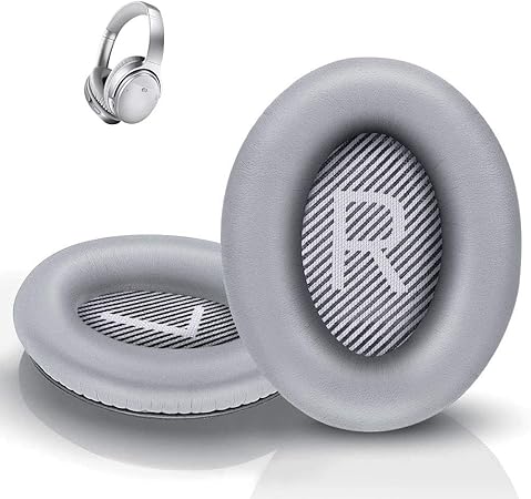 Replacement Ear Pads for Bose Quietcomfort 35 Headphones - Compatible with QC 45 QC35 ii QC25 QC15 Ae2 Ae2i Ear Headphones Comfortable and Durable (Silver)