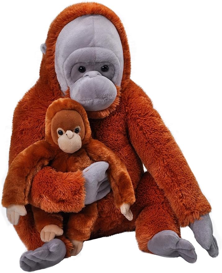 Wild Republic Mom and Baby Jumbo Orangutan Large Cuddly Toy, 76 cm, Gift Idea for Children, Cuddly Toy with Baby, Giant Stuffed Toy Made from Recycled Water Bottles