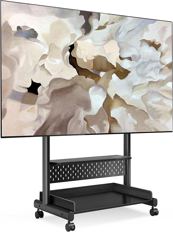 FITUEYES TV Stand Rollable TV Trolley TV Floor Stand with Wheels TV Stand for 40-85 Inch TVs Height Adjustable High Max 60 kg VESA 600 x 400 mm