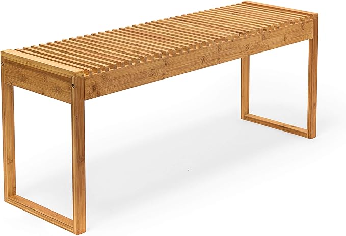 Relaxdays Bamboo Bench H x W x D 47 x 120 x 33 cm, Stable and Spacious Garden Bench, Hallway Bench, Space for 3-4 People, Made of Bamboo, for Terrace, Balcony, Indoors, Natural