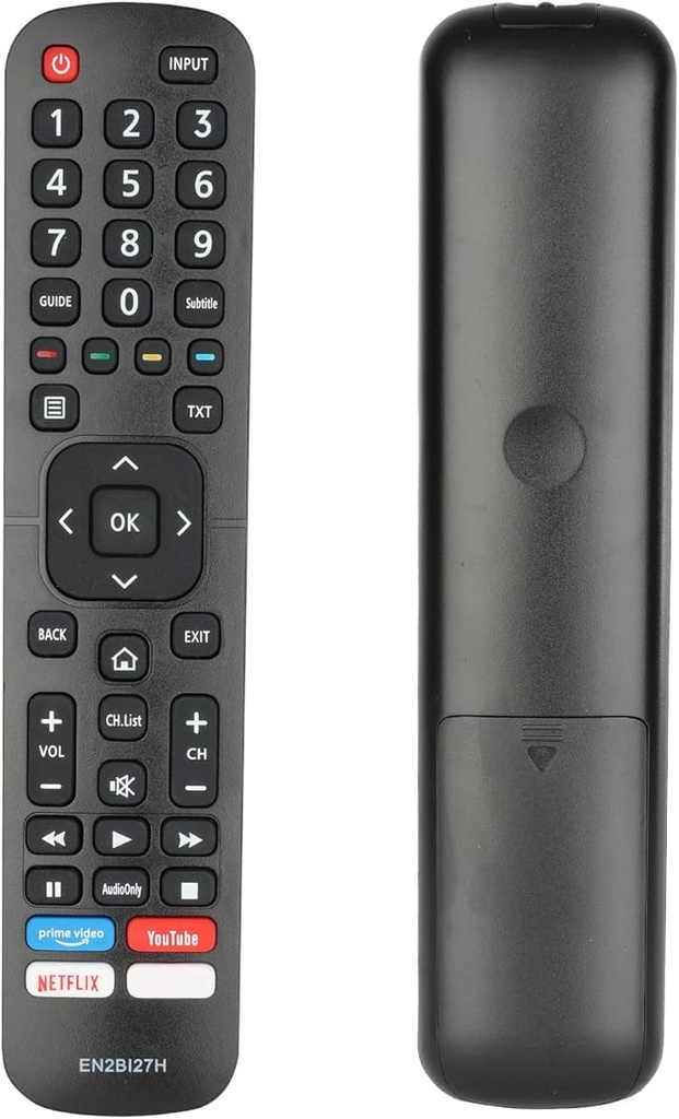 CTRLBETTER Remote Control EN2BI27H Compatible with Hisense Smart TV 32AE5500F 40AE5500F H43B7100 H43B7500 H50B7300 H55B7100 H55B7120 H55B7300 Replacement Controller with PrimeVideo YouTube ETFLIX Puls