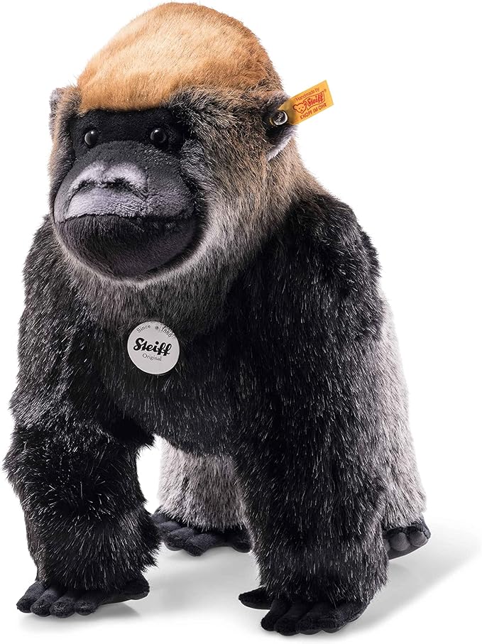 Steiff Boogie Gorilla Cuddly Toy, Cute Stuffed Toy with Plastic Eyes, Children, Boys & Girls, Plush Toy, 35 cm, Black, 062223