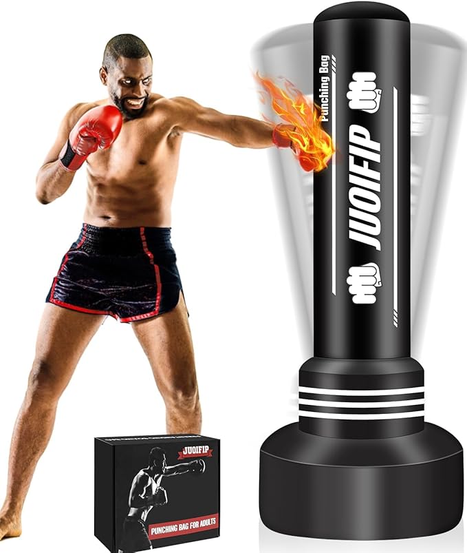 NZQXJXZ Sacs de Boxe180cm Freistehende Boxsäcke für Erwachsene -Schwerer Boxsack mit Ständer - Herren Sandsack Aufblasbar Kickboxsack für Training MMA Muay Thai Fitness