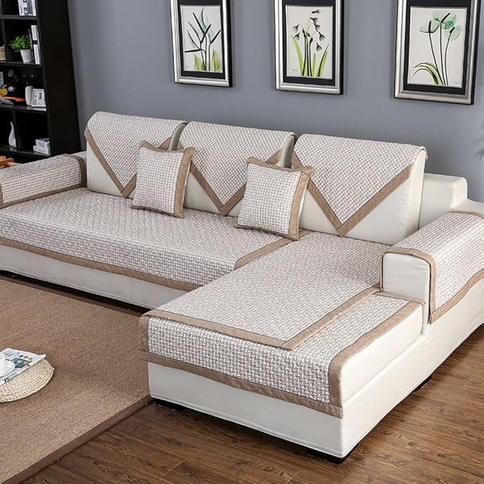 HM&DX Cotton Quilted Sofa Cover for Pets Dog, Sold in Piece Non-Slip Dirt-Repellent Sectional Sofa Throw Slipcover -D 110 x 240 cm (43 x 94 inches)