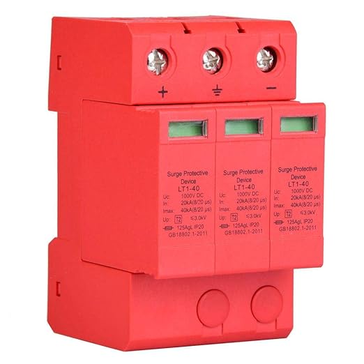 DC Surge Protection PV, Surge Protection Device 3P Module Design and Visual Warning Indicator Module with 3.0 kV for Lightning Protection, 35 mm DIN Rail Mounting (3p40ka)