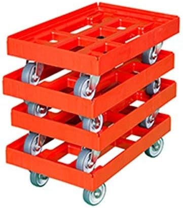 Set of 4 Transport Rollers Type 610 x 410 mm Fire Red Open Design Euro Boxes