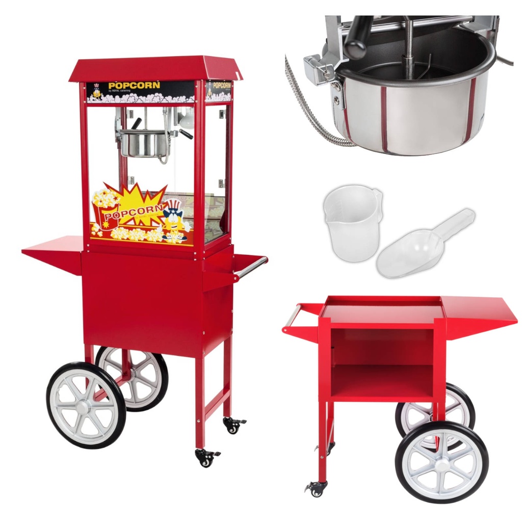 Mobile popcorn machine with cart on wheels