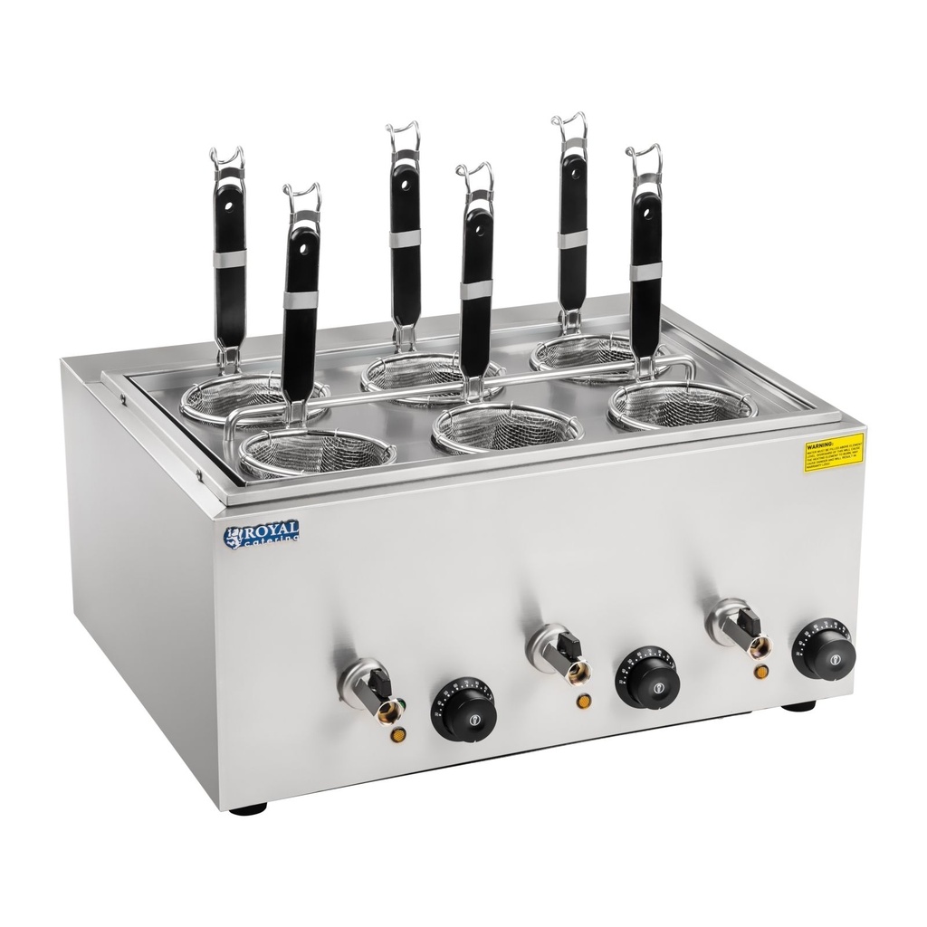 Pasta maker brewer for cooking pasta and dumplings 3 chambers with faucets
