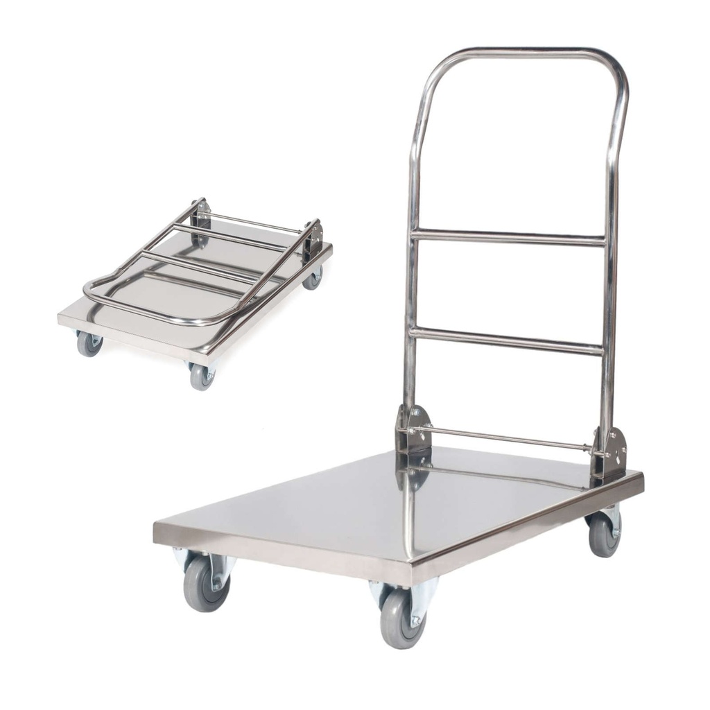 HoReCa kokkupandav terasest platvormkäru 70x52cm platvormiga