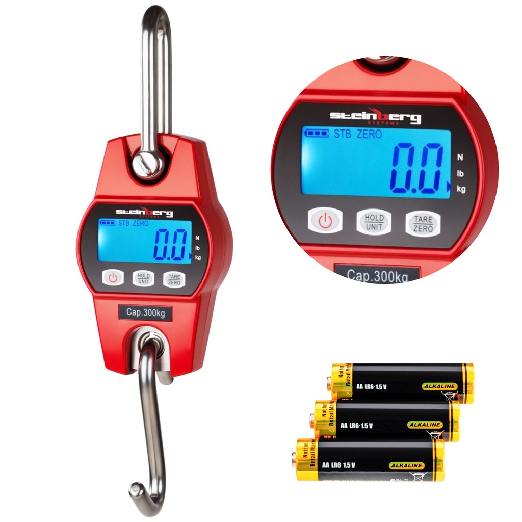 Universal overhead hook scale up to 300kg - red