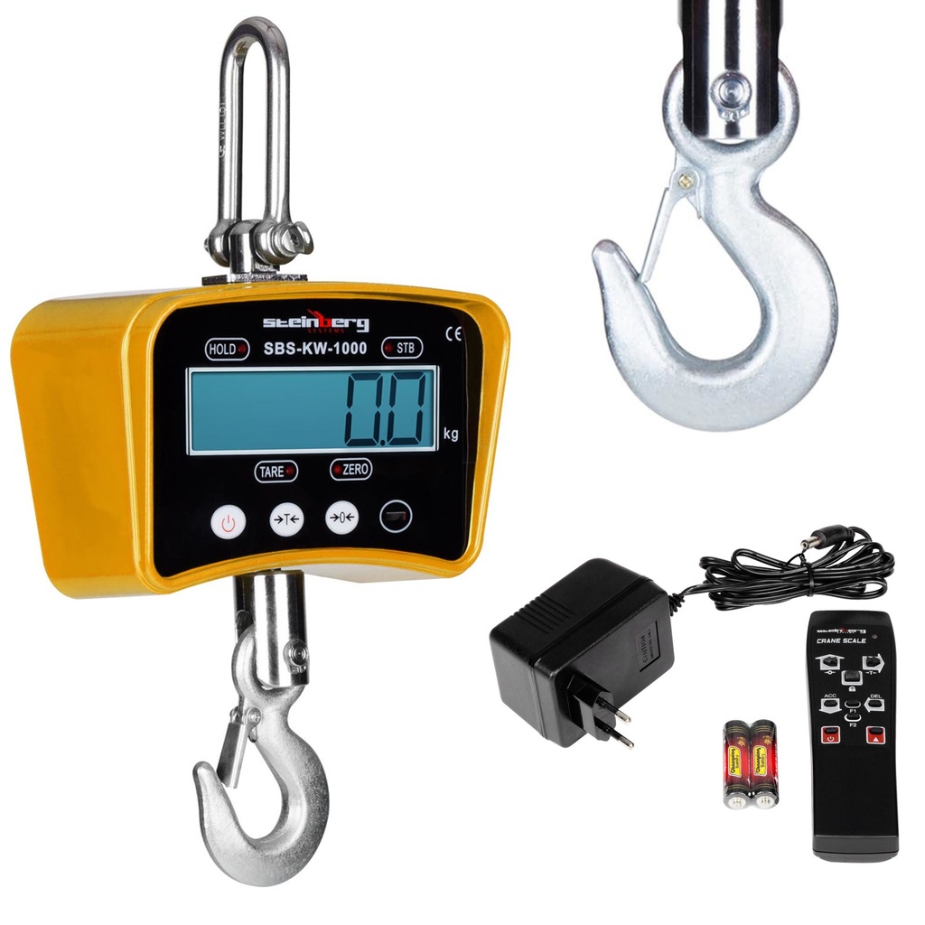 Overhead hook scale with remote control up to 1 ton 1T LCD yellow