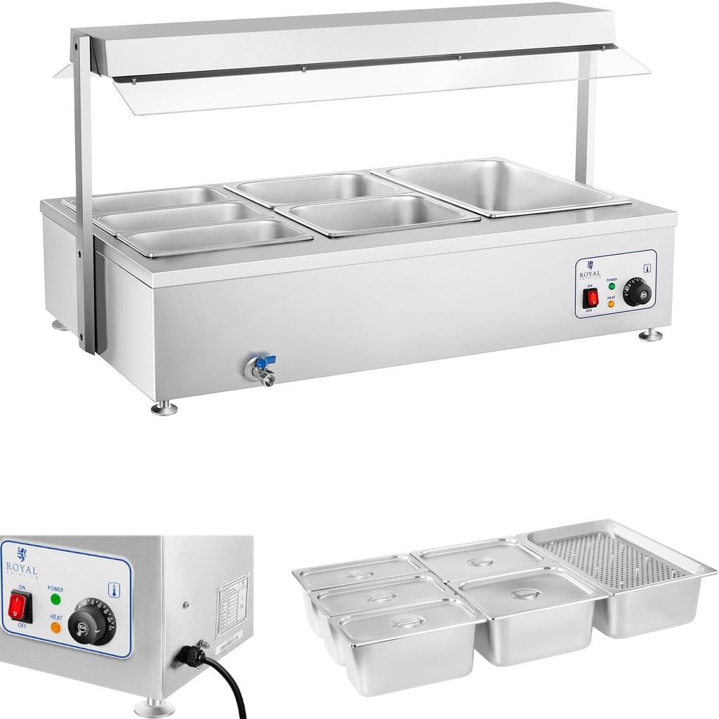 Vabalt seisev veesoojendi bemar koos kraaniga 6 x GN 150mm 55L Royal Catering