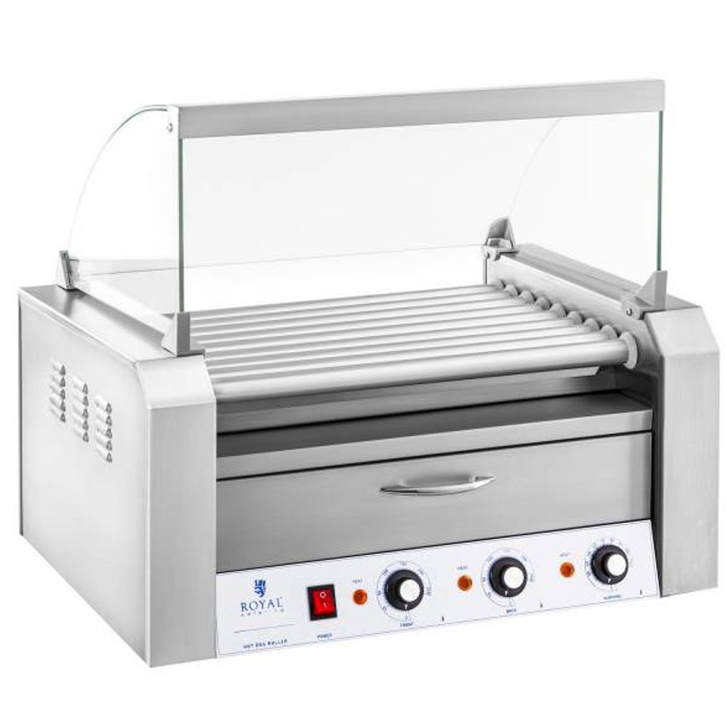 Rullgrill koos katte ja soojendussahtliga 16 HotDog vorsti jaoks 2200W 230V Royal Catering