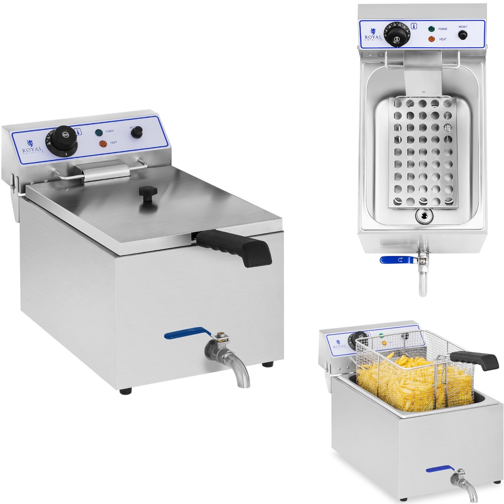 Professional fish fryer with tap 3000W 17L Royal Catering RCEF 15E.