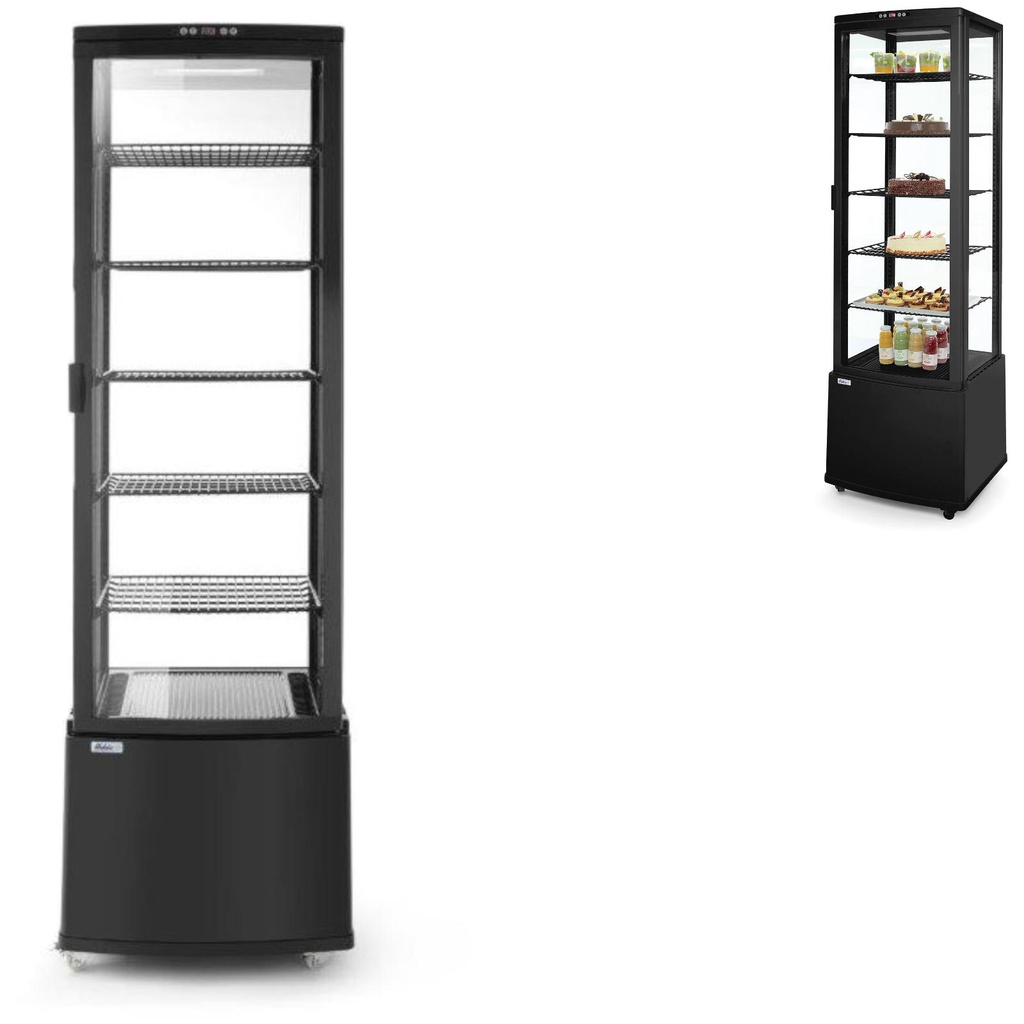 Kondiitritoodete vitriin ratastel 5 riiulit 280L LED - must