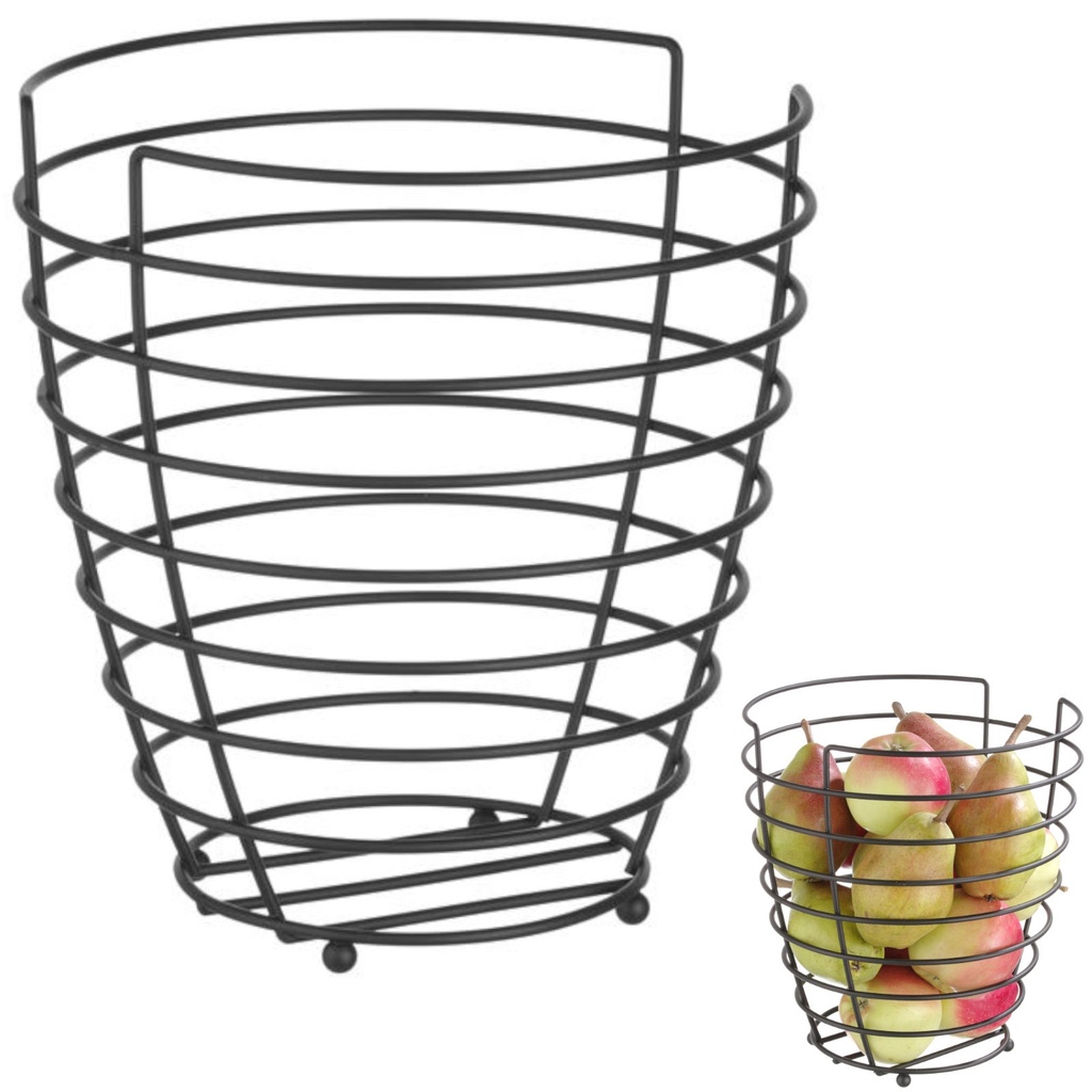 Wire basket fruit bowl black with matte coating 230 mm dia - Hendi 427187