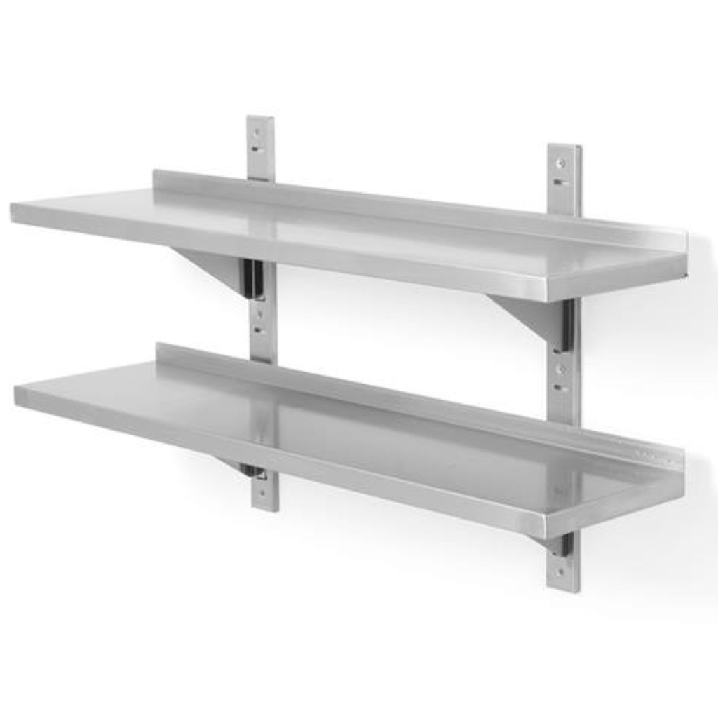 Hanging shelf adjustable with two consoles stainless double 100x40 cm - Hendi 816592