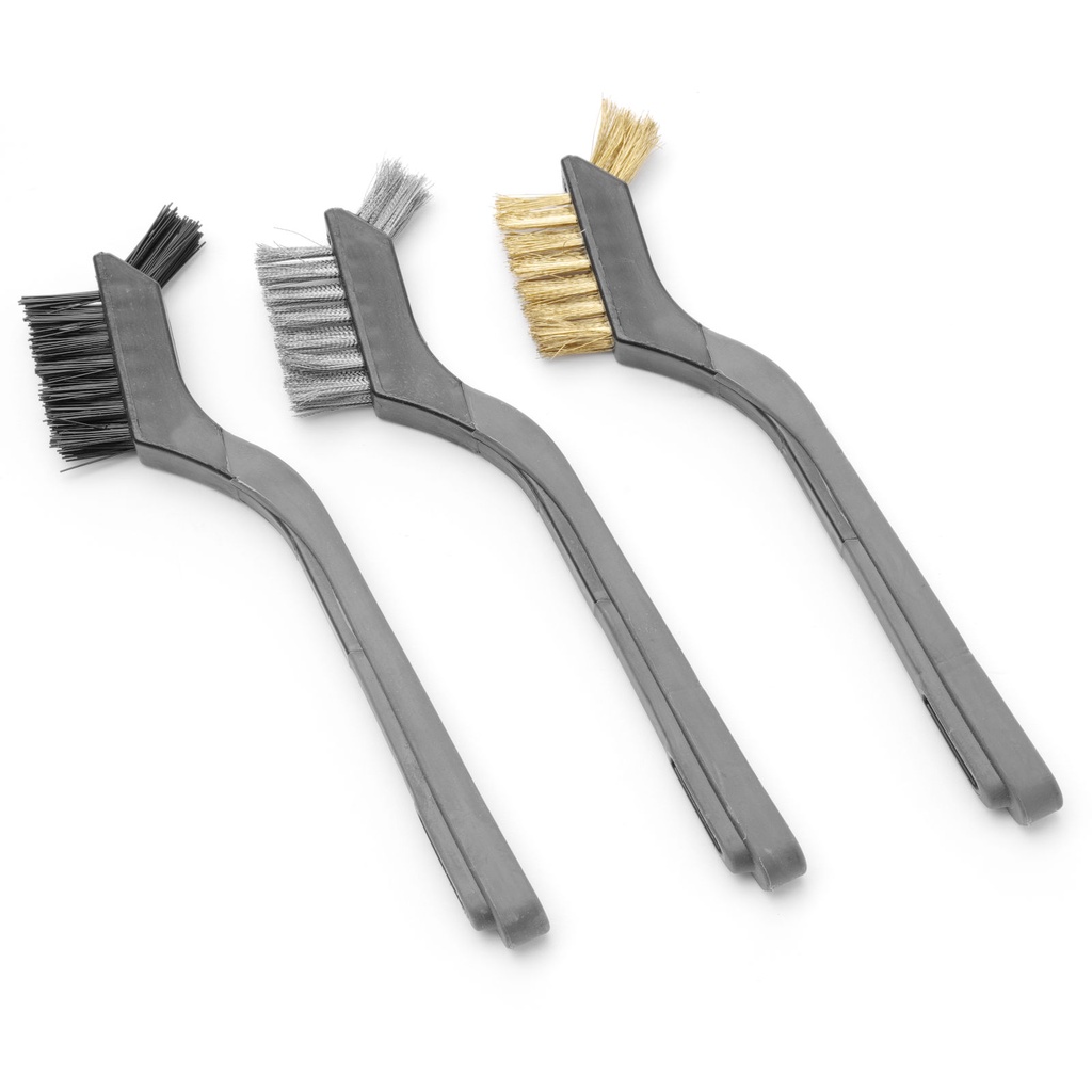 BBQ grillpuhastushari BBQ grillpuhastushari terasest nailonist messingist KIT 3 tk 178 mm pikk - Hendi 525524