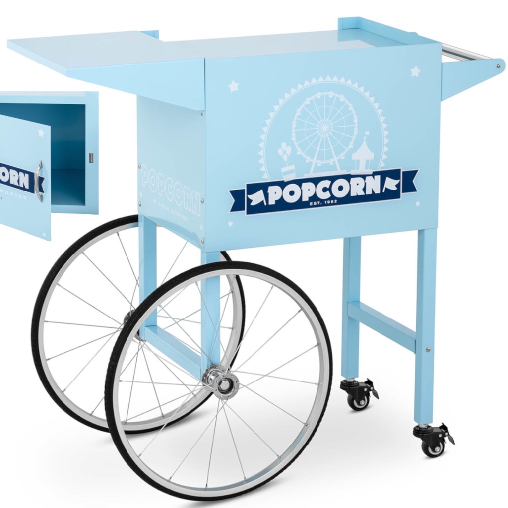 Popcorn machine base cart with retro cabinet 51 x 37 cm - blue