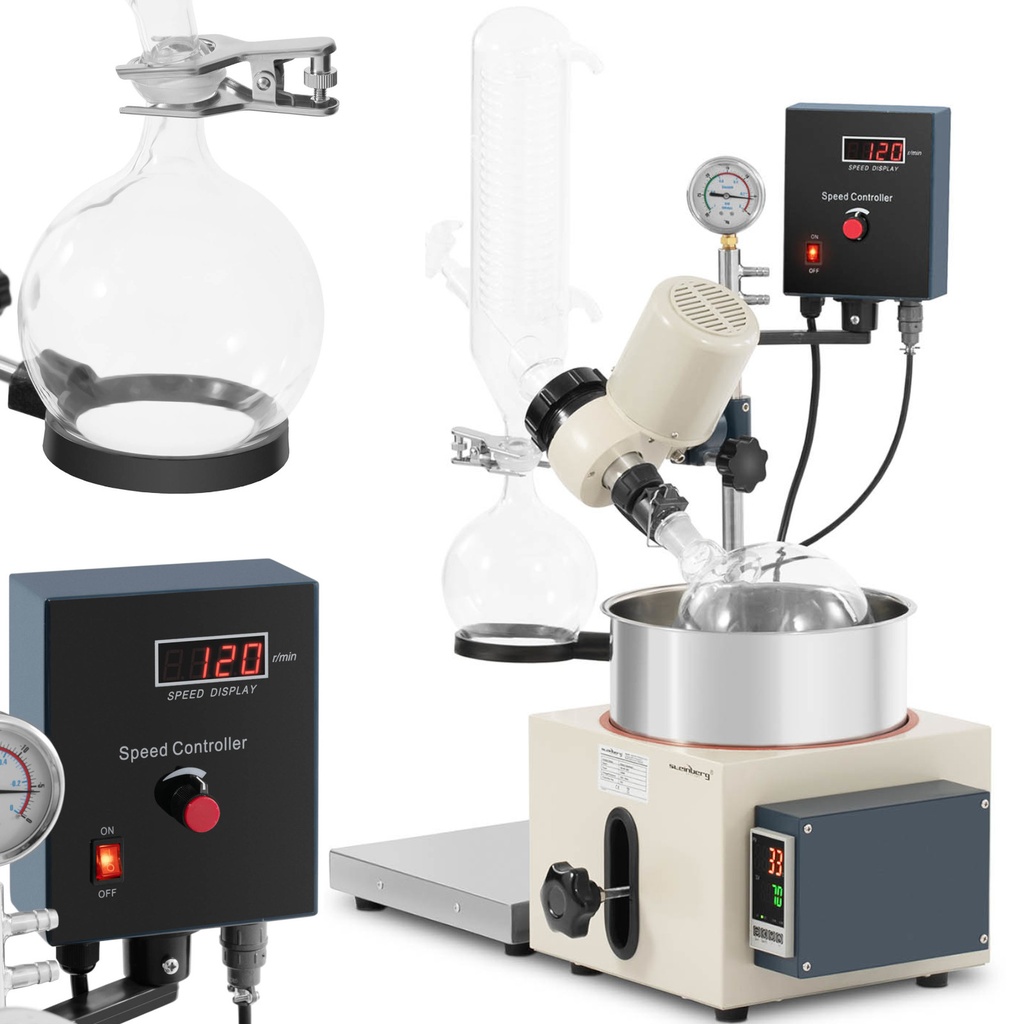 Pöörlev vaakum aurusti laboratooriumile 1 l 120 rpm 40 W