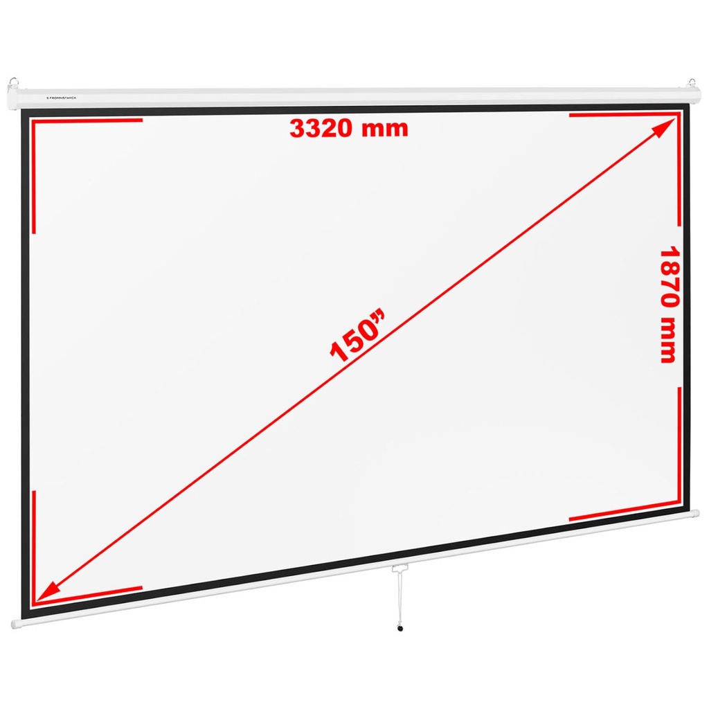 Projector screen semi-automatic wall ceiling matte white 150'' 340x210 cm 16:9