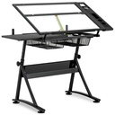 Glass drafting table desk with drawers for drawing sketching 120x60 cm