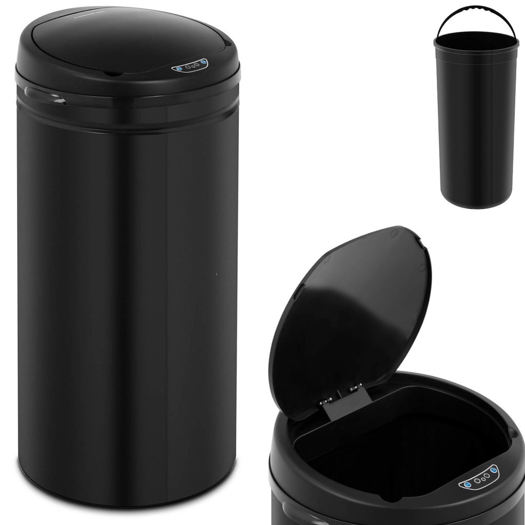 Automatic non-contact waste garbage can with container and motion sensor range 30 cm 42 l BLACK
