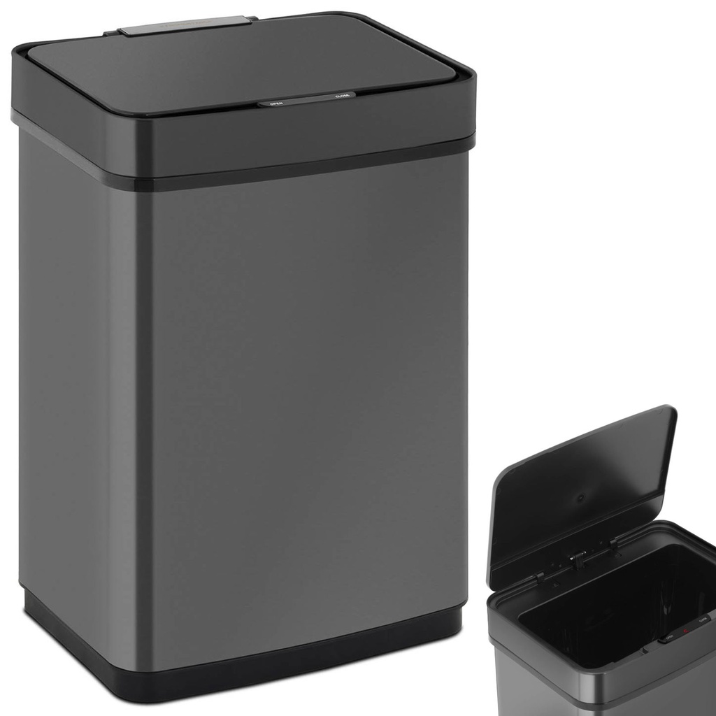 Rectangular automatic non-contact waste garbage can with motion sensor 30 cm 50 l BLACK
