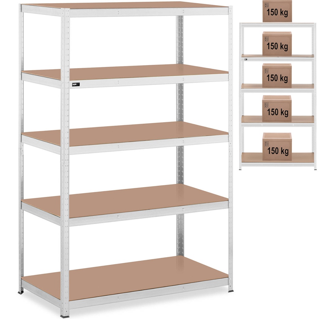 Metallist laoriiul 5 riiulit 750 kg 120 x 60 x 180 cm hall