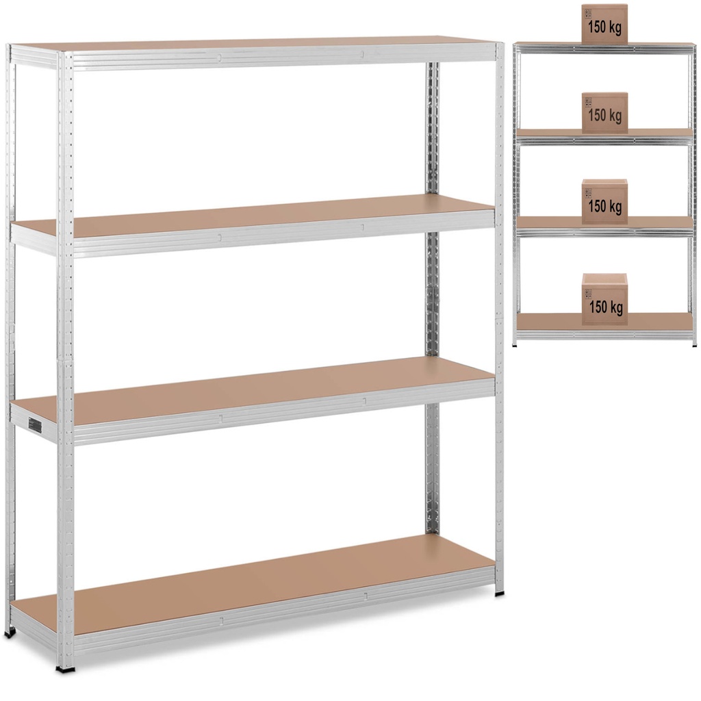 Metallist laoriiul 4 riiulit 600 kg 160 x 40 x 180 cm hall