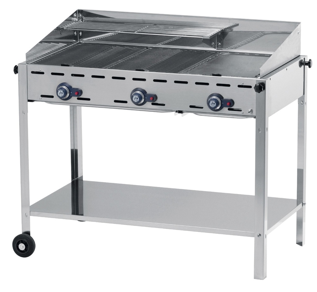 Gas grill "Green Fire" 3 burners 17,4kW with cover and shelf - Hendi 149591