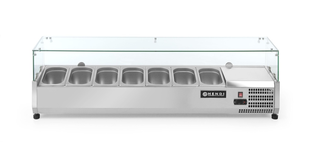 Glazed refrigerated display case with 7 x GN 1/4 - Hendi 232910