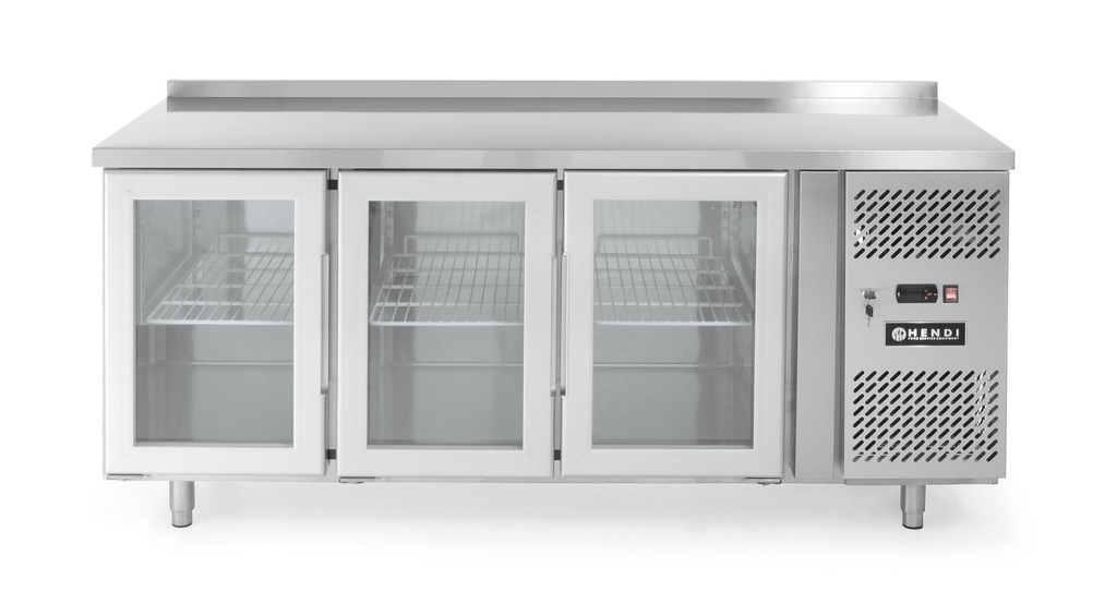 Refrigerated 3-door glazed table with 180cm worktop - Hendi 233436