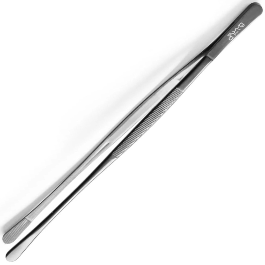 Coated round-tipped kitchen tweezers 305 mm - black