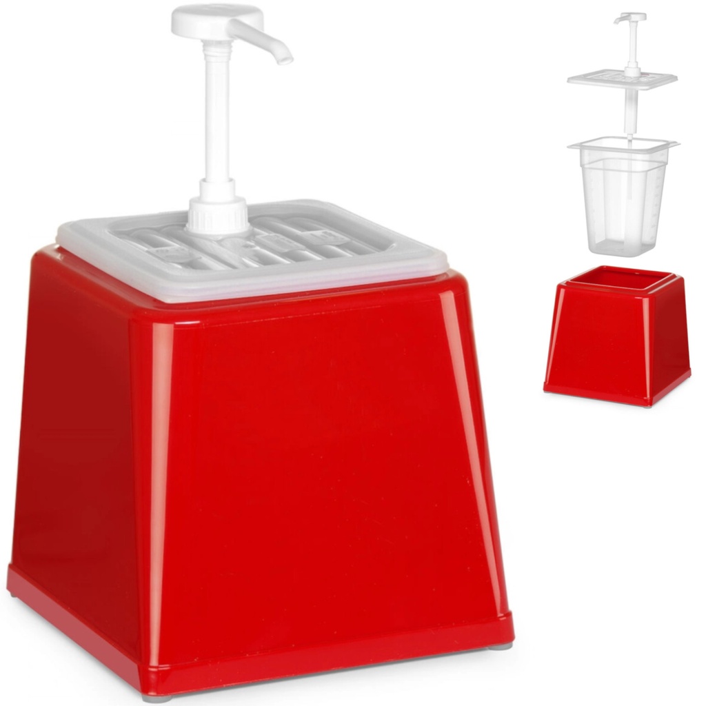 Ketchup sauce dispenser with pump 2.5 l red - Hendi 203521