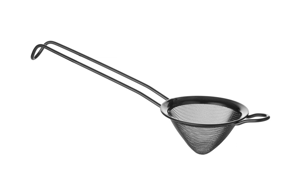 Conical steel bartender strainer diameter 75 mm black