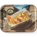 Non-slip serving tray tasty fish chips 330 x 430 mm - Hendi 508022