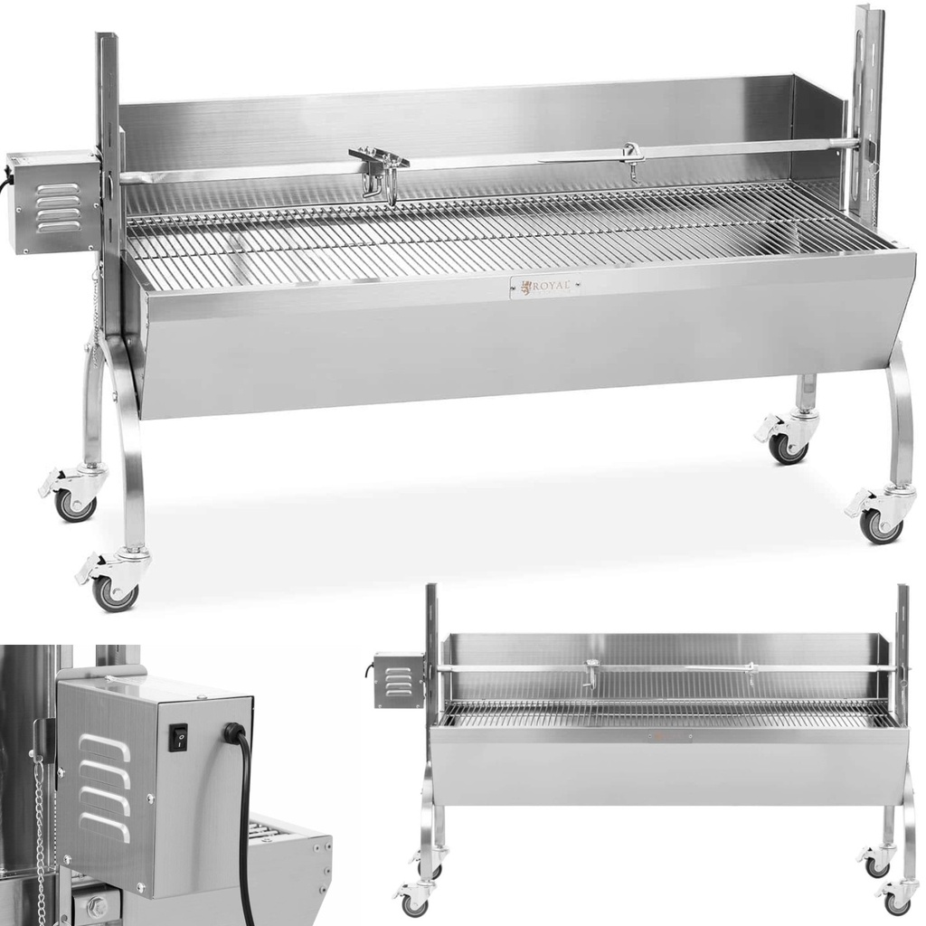 Charcoal grill with electric rotating spit for roasting piglet with cover 13 W 40 kg 137 cm
