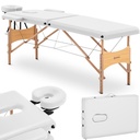 Massage table folding wide bed with wooden frame VANNES WHITE - white
