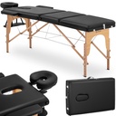 DINAN BLACK folding wide massage bed table with wooden frame - black