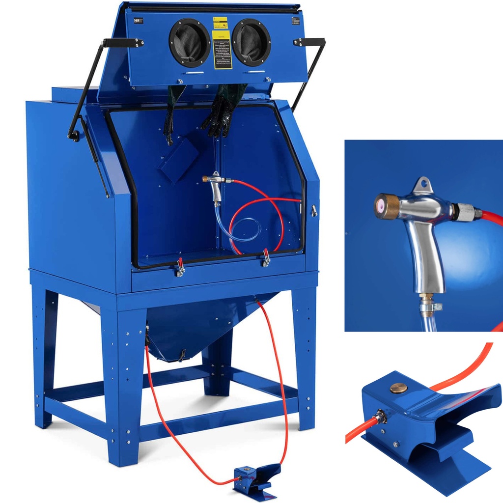Cabin pressure sandblaster with lighting and foot pedal 990 l - kit