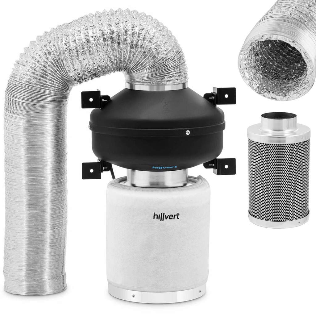 Ventilation set fan charcoal filter ventilation pipe diameter 125 mm 10 m