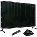 Protective welding curtain screen with frame on wheels 240 x 180 cm - black