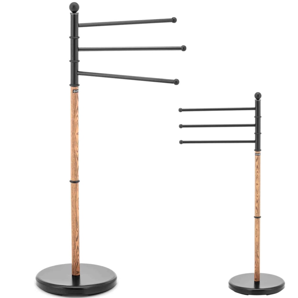 Bathroom towel rack 3 swivel bars - black