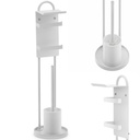 Toilet paper holder stand with toilet brush - white