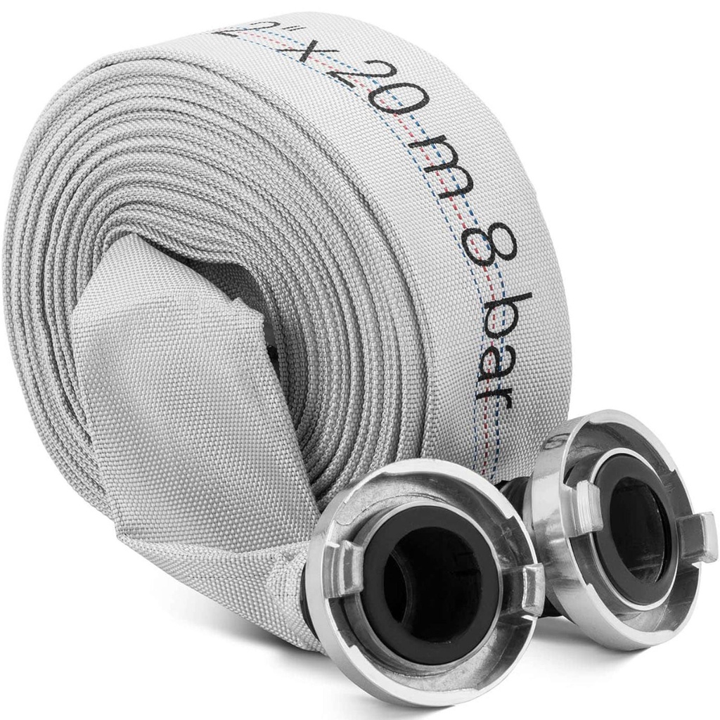 Firefighter's flat flat hose for water with storz connector 2'' 52 mm 8-24 bar 20 m